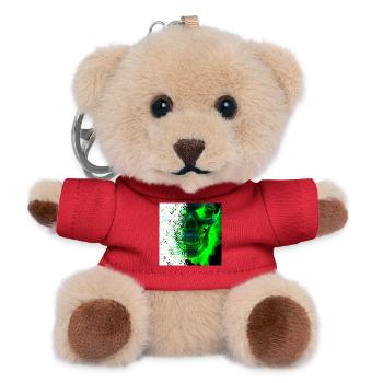 Grünes Kryptowelt Schädel Design - Teddy Schlüsselanhänger - Rot - Vorne