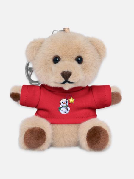 Schneemann mit Stern - Teddy Schlüsselanhänger - Rot