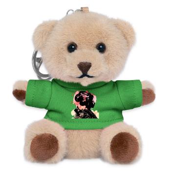 Colorful flower geisha silhouette for Japan fans - Teddy Keyring - green - Front