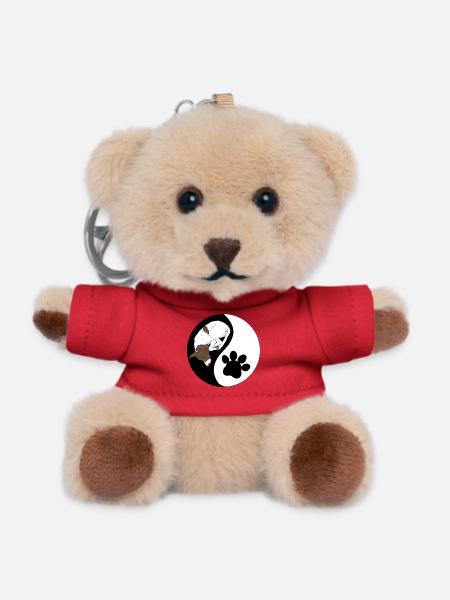 Dog and Paw Yin Yang Symbol - Teddy Keyring - red