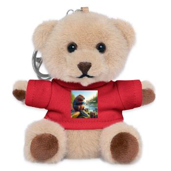 Biber Kaffeepause - Teddy Schlüsselanhänger - Rot - Vorne