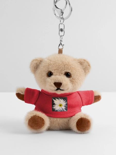 Edelweiss-black-white design - Teddy Keyring - red - Front