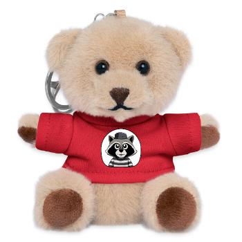 Raton laveur en cardigan et chapeau - Porte-clés ourson - rouge - Devant