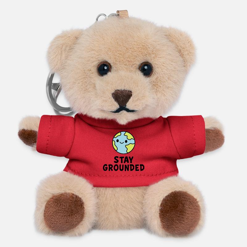 Whimsical Earth Cartoon Motivator - Teddy Keyring - red