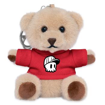 Crâne de dessin animé avec impression de casquette - Porte-clés ourson - rouge - Devant