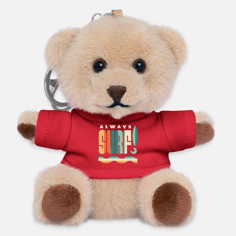 Always Surfing Retro Beach Quote - Teddy Keyring - red