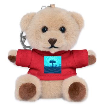 Futuristische blaue psychedelische Pilzszene - Teddy Schlüsselanhänger - Rot - Vorne