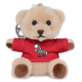 Horse Bob Hair Hairstyle Pony Foal Cute Comic - Teddy Keyring - red - Front