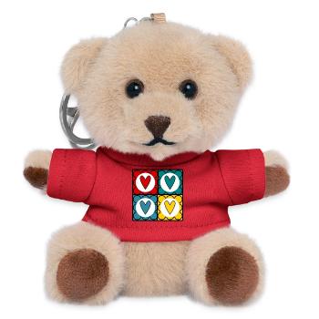 Colorful Hearts in Pop Art Style - Teddy Keyring - red - Front