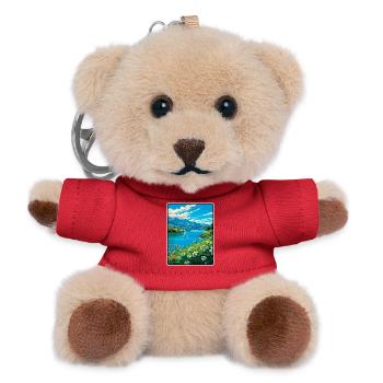 Azure Lake Vista with Wildflowers - Teddy Keyring - red - Front