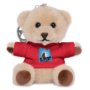 Cat in Pixel Grid Blue - Teddy Keyring - red - Front
