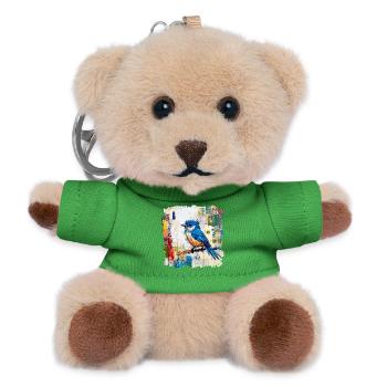 Blauer Vogel im abstrakten Farbmeer - Teddy Schlüsselanhänger - Grün - Vorne