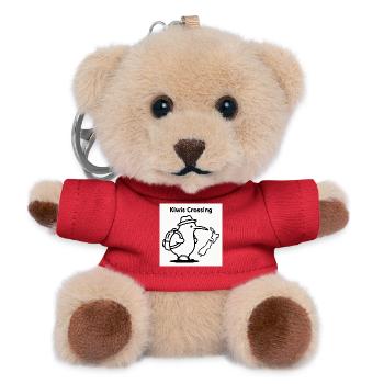 Kiwis Crossing: Reisender Kiwi mit Rucksack - Teddy Schlüsselanhänger - Rot - Vorne