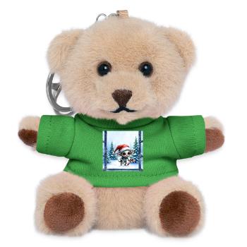 Weihnachtself Mütze - Teddy Schlüsselanhänger - Grün - Vorne