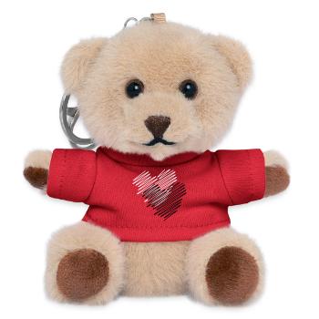 Two Hearts Scribble - Teddy Keyring - red - Front