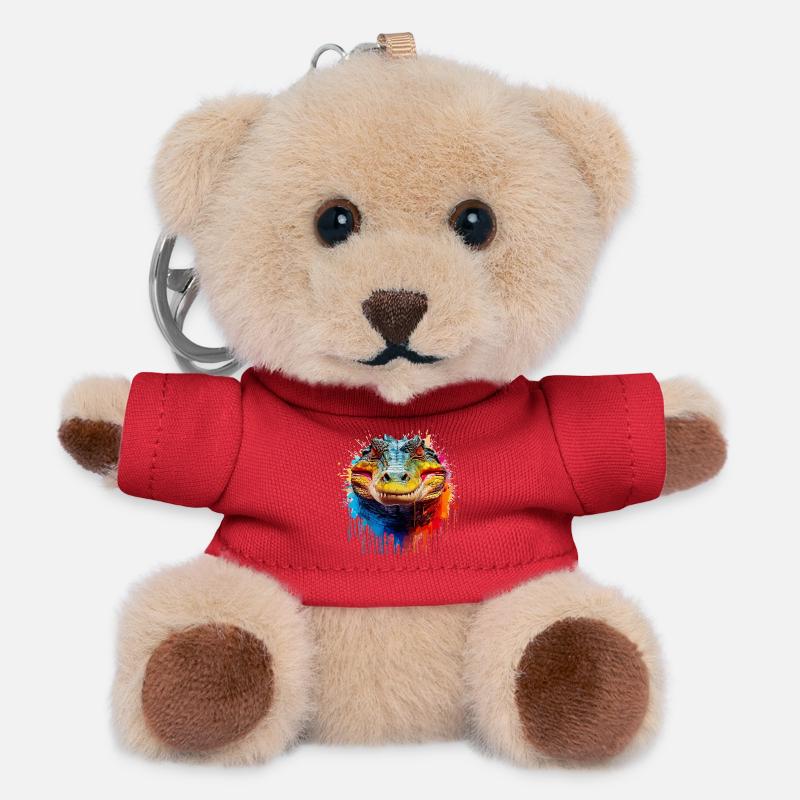 Bunter Krokodil Kopf Splash - Teddy Schlüsselanhänger - Rot