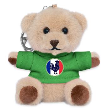 Tricolor Rooster Silhouette in Circular Frame - Teddy Keyring - green - Front