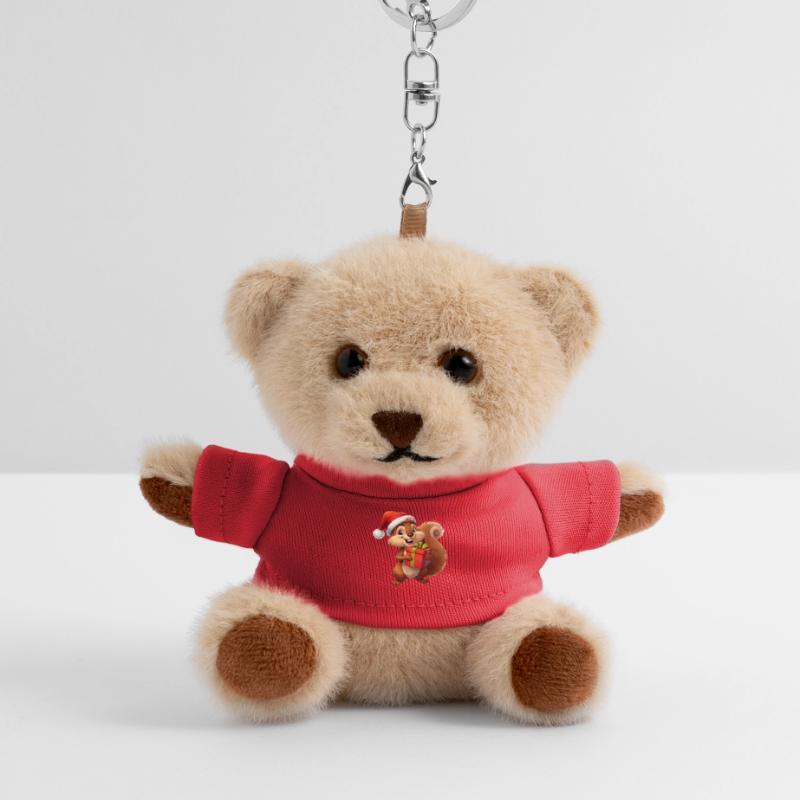 Weihnachts-Eichhörnchen mit Geschenk Teddy Schlüsselanhänger