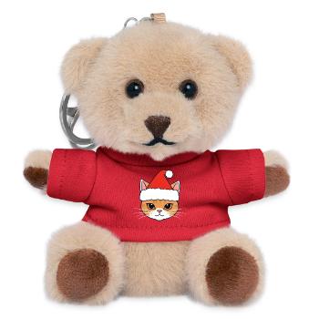 Chat de Noël avec chapeau de Père Noël - Porte-clés ourson - rouge - Devant