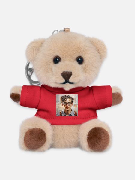 Portrait Glasses Geopattern - Teddy Keyring - red