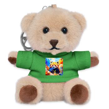 Roter-Panda-Blaue Blume - Teddy Schlüsselanhänger - Grün - Vorne