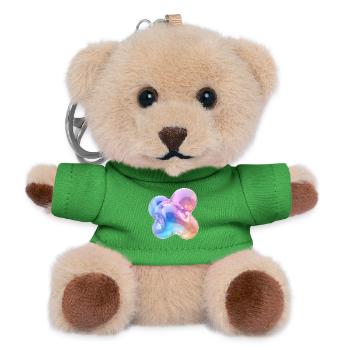 Glossy Pastel Abstract Bubble Design - Teddy Keyring - green - Front