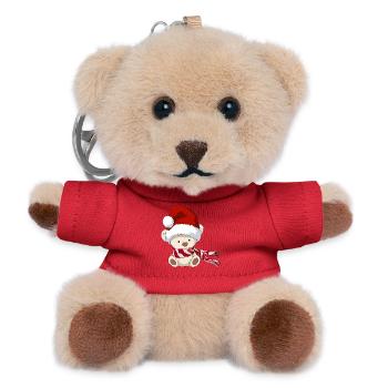 Ours d’hiver mignon Teddy Père Noël chapeau ours de Noël - Porte-clés ourson - rouge - Devant