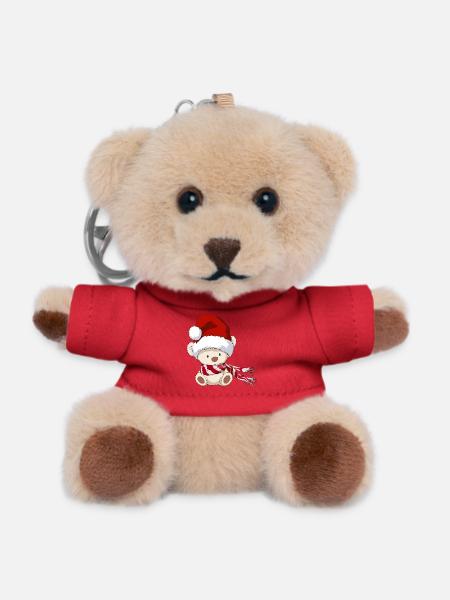 süsser Winterbär Teddy Santa Mütze Weihnachtsbär - Teddy Schlüsselanhänger - Rot
