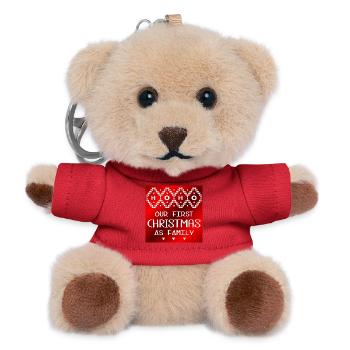 Erstes Weihnachten in der Familie - Teddy Schlüsselanhänger - Rot - Vorne