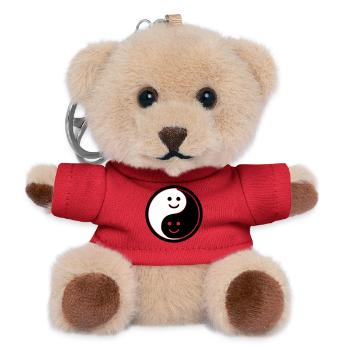 Yin Yang avec Smileys | Symbole de solde positif - Porte-clés ourson - rouge - Devant