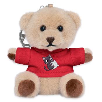 Kawaii kitten cuddly on pillow - Teddy Keyring - red - Front