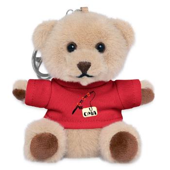Fishing Rod Fishing Pensioner Grandma - Teddy Keyring - red - Front