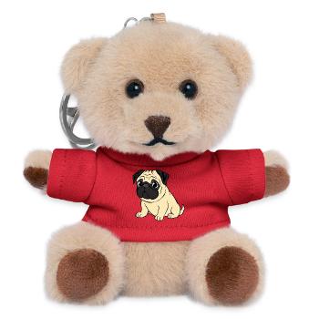 Mops Hunde T-shirt Geschenk Weihnachten - Teddy Schlüsselanhänger - Rot - Vorne