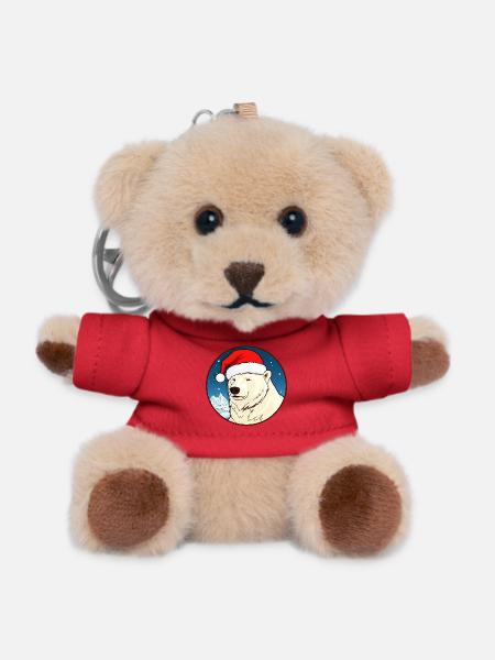 Christmas Polar Bears - Teddy Keyring - red