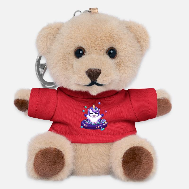 Unicorn Ball Pool - Teddy Keyring - red