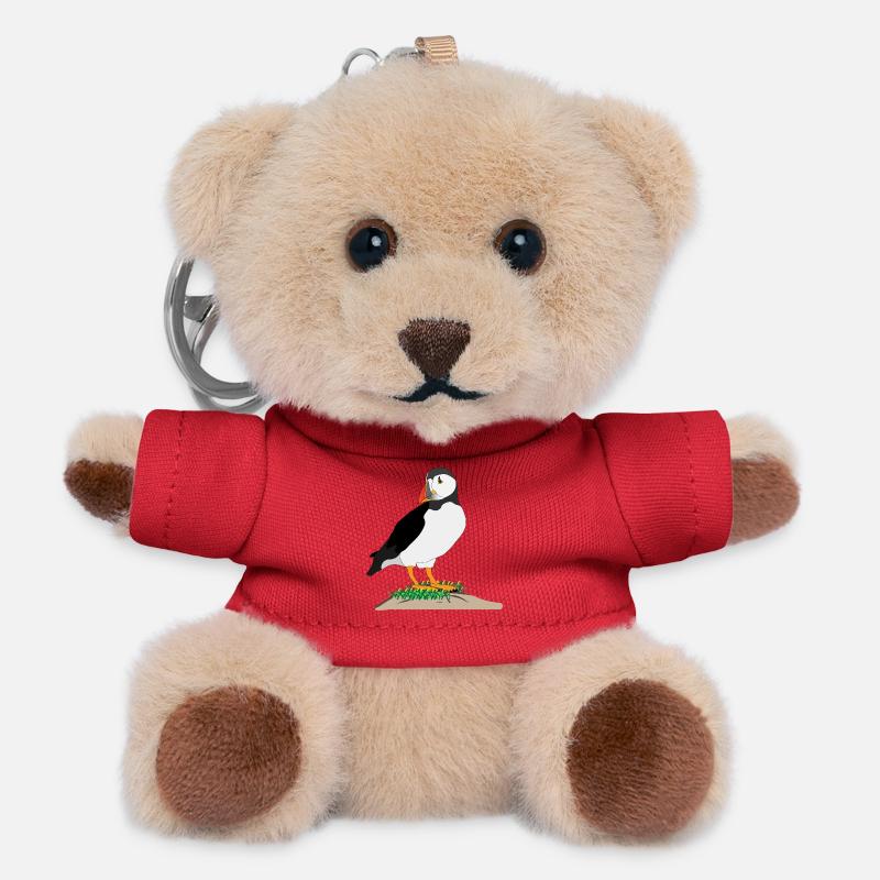 Puffin Print - Teddy Keyring - red