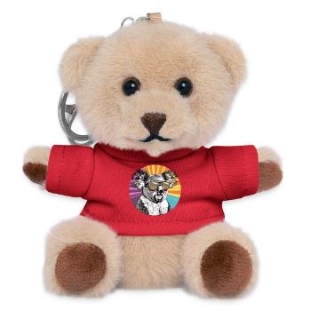 Koala mit Sonnenbrille im Retro Regenbogen - Teddy Schlüsselanhänger - Rot - Vorne