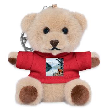 Hirsch am Bergsee - Teddy Schlüsselanhänger - Rot - Vorne
