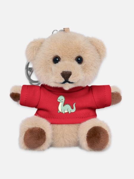 Cute pastel Loch Ness Monster - Teddy Keyring - red