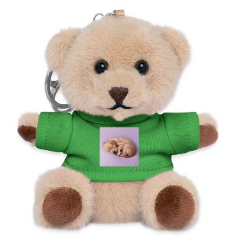 Sleeping Puppy on Lilac Background - Teddy Keyring - green - Front