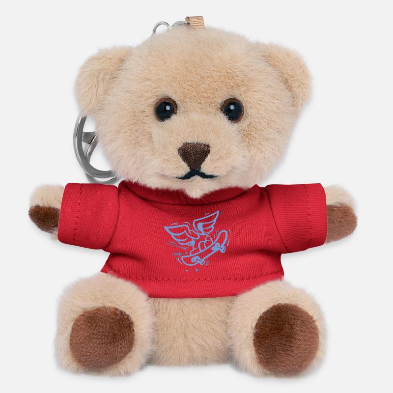 Wing Skateboard Heart Blue - Teddy Keyring - red