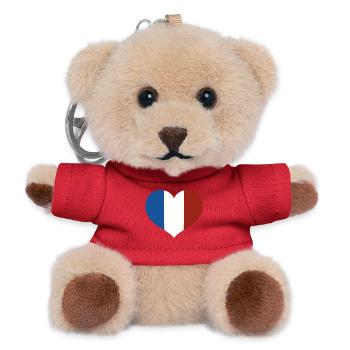 French Flag Heart - Teddy Keyring - red - Front