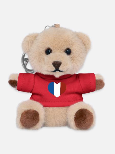 Herz der französischen Flagge - Teddy Schlüsselanhänger - Rot