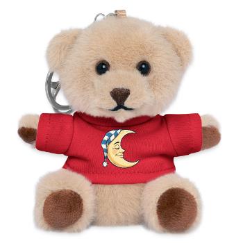 Moon with Sleepy Cap Cartoon - Teddy Keyring - red - Front