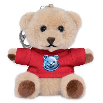 Cute bear with metallic reflections - Teddy Keyring - red - Front