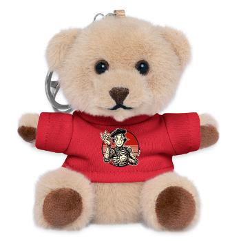 Pantomime de robots rétro avec béret dans le style de la bande dessinée - Porte-clés ourson - rouge - Devant