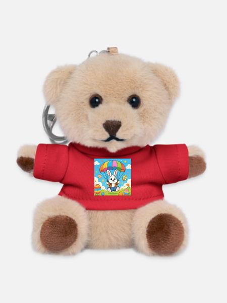 Osterhase mit Fallschirm - Teddy Schlüsselanhänger - Rot