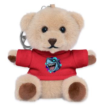 Lachender Hai Cartoon Clipart - Teddy Schlüsselanhänger - Rot - Vorne
