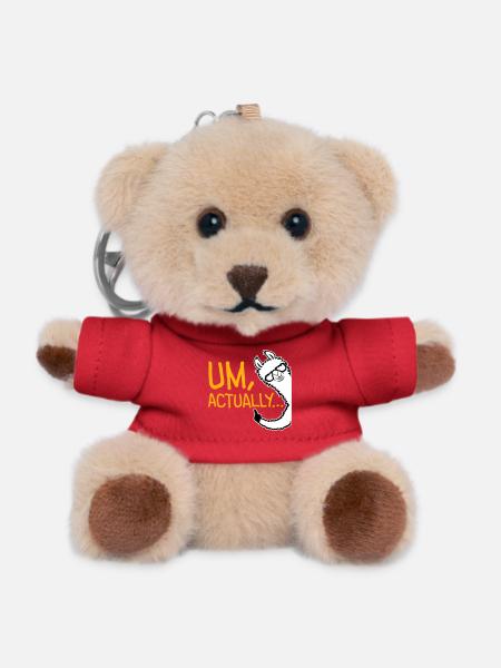 Lama Alpaka Um Actually Lustig Nerd Klugscheißer - Teddy Schlüsselanhänger - Rot