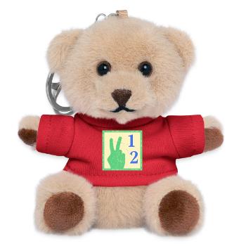 Retro One Two Counting Hand Graphic - Teddy Keyring - red - Front
